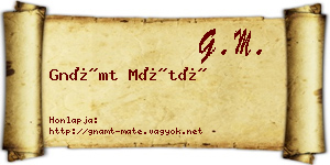 Gnámt Máté névjegykártya
